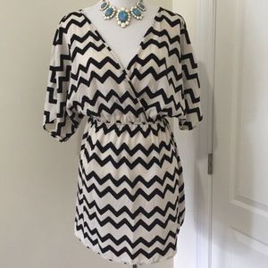 Black and white chevron dress